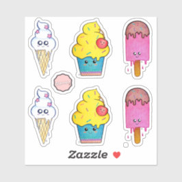 Cute Tecknad Sweet Treats, Colorful Kawaii Klistermärken