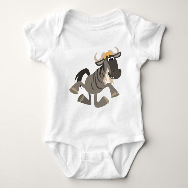 Cute Tecknad Tap Dancing Wildebeest Baby Tee (Framsida)