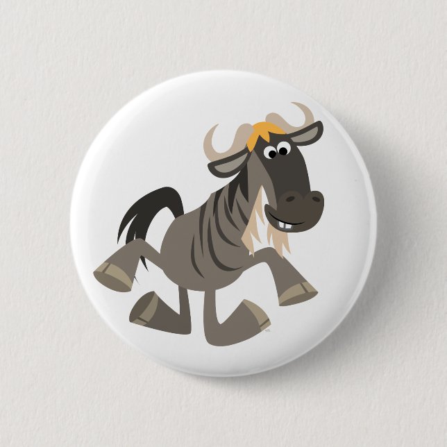 Cute Tecknad Tap Dancing Wildebeest Button Badge Knapp (Framsida)
