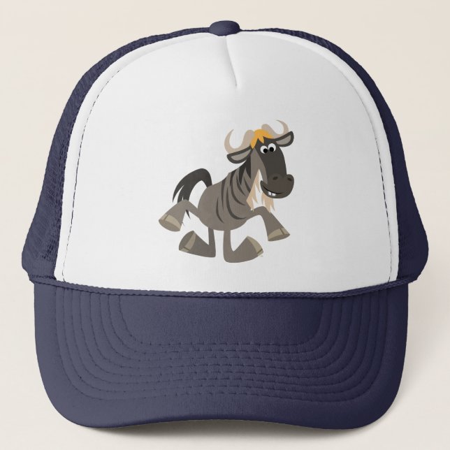 Cute Tecknad Tap Dancing Wildebeest Hat Truckerkeps (Framsida)