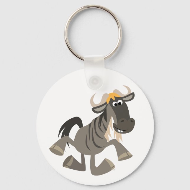 Cute Tecknad Tap Dancing Wildebeest Keychain Nyckelring (Framsida)