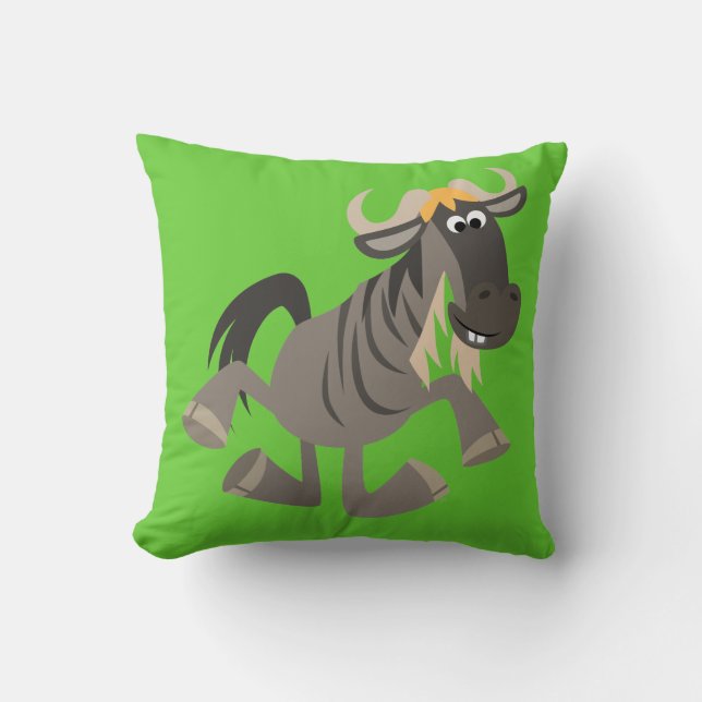 Cute Tecknad Tap Dancing Wildebeest Pillow Kudde (Framsida)