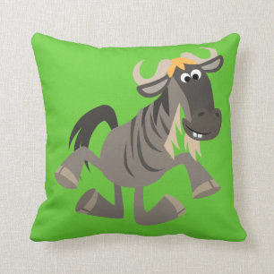 Cute Tecknad Tap Dancing Wildebeest Pillow Kudde