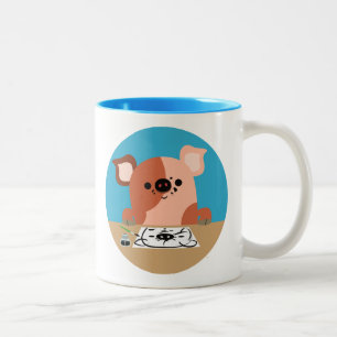 Cute Tecknad Teckning Gris Två-Tonad Mugg