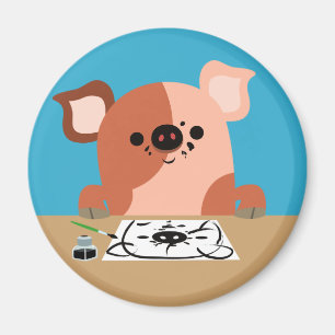Cute Tecknad Teckning Piglet Magnet