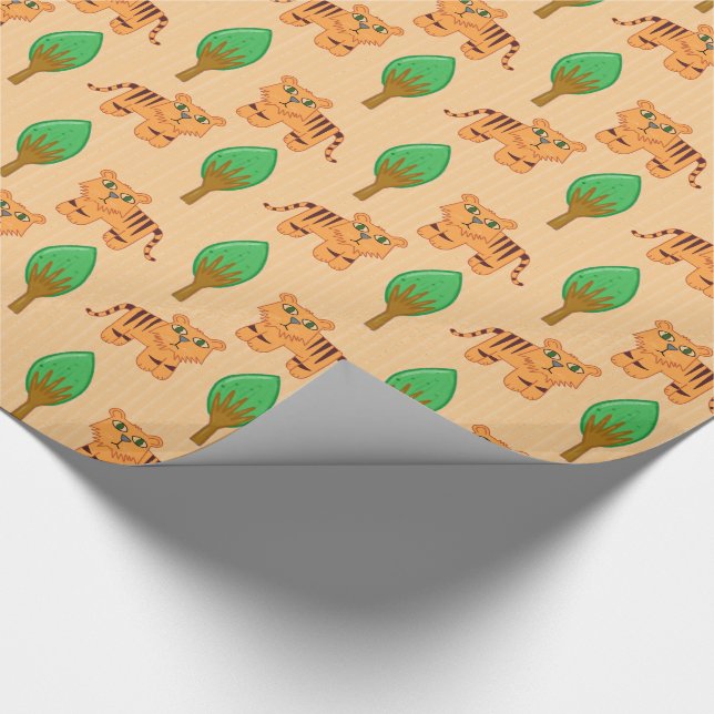 Cute Tecknad Tiger Mönster Presentpapper (Hörn)