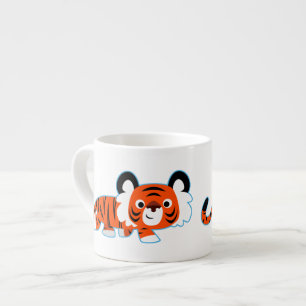 Cute Tecknad Tiger på Prowl Espresso Mugg Espressomugg