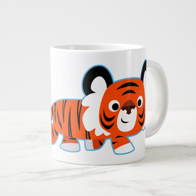 Cute Tecknad Tiger på Prowl Jumbo Mugg (Framsida höger)