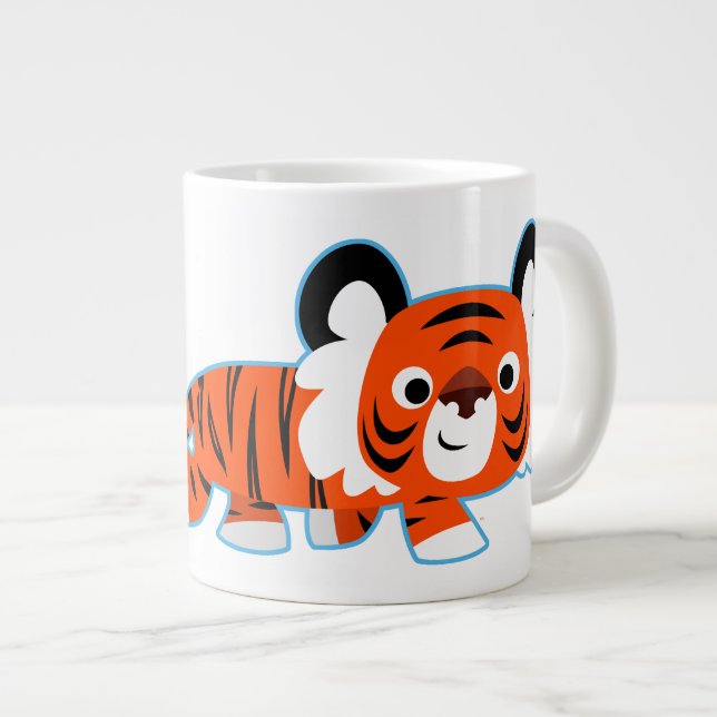 Cute Tecknad Tiger på Prowl Jumbo Mugg (Framsida höger)