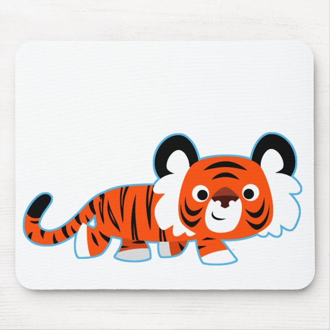 Cute Tecknad Tiger på Prowl Mousepad Musmatta (Framsidan)