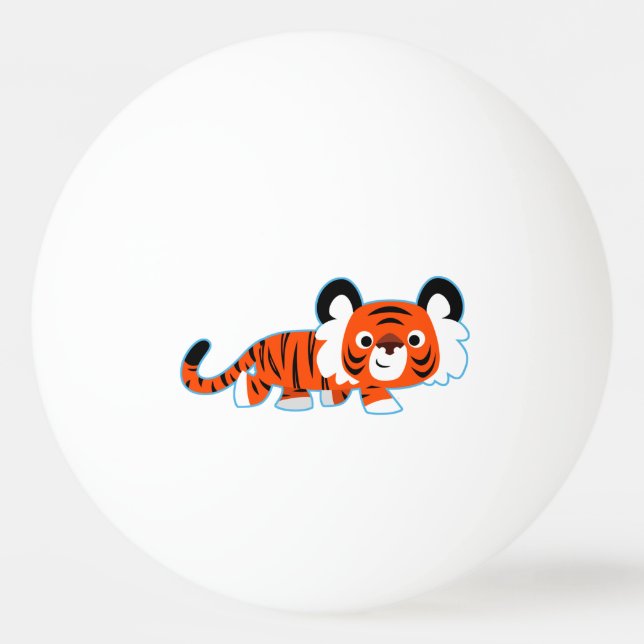 Cute Tecknad Tiger på Prowl Ping Pong Boll (Framsidan)