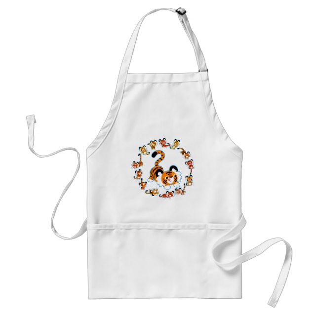 Cute Tecknad Tigers Mandala (Blue) Apron Förkläde (Framsidan)