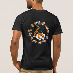 Cute Tecknad Tigers Mandala (Blue) T-Shirt (Tillba