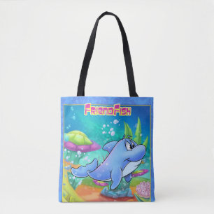 Cute tecknad till påsen med tecknad delfin tygkasse
