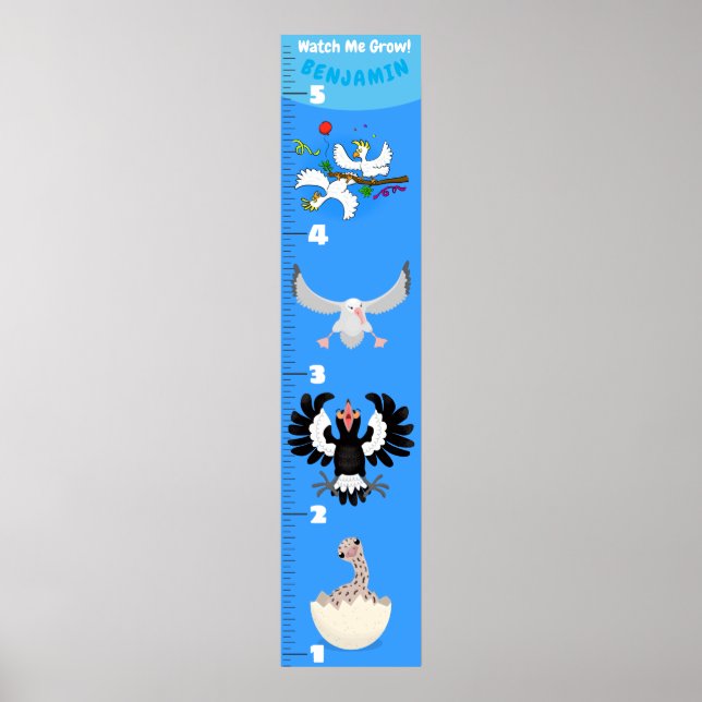 Cute-tecknad-tillväxtdiagram för roliga fåglar poster (Framsidan)