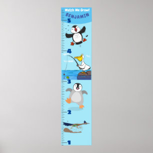 Cute-tecknad-tillväxtdiagram för roliga fåglar poster