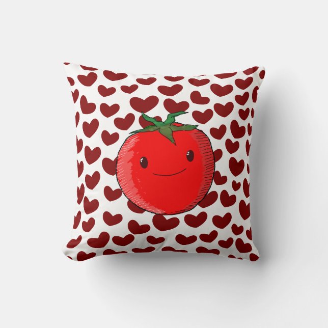 Cute Tecknad Tomato Älskare Kudde (Framsida)