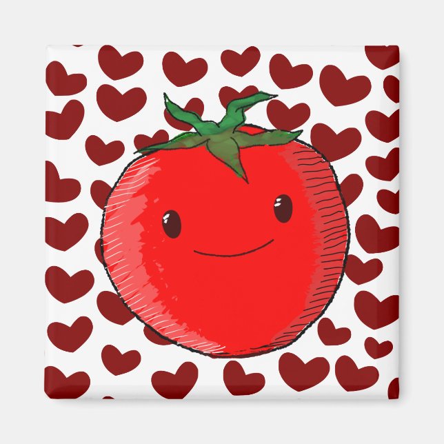 Cute Tecknad Tomato Älskare Magnet (Framsidan)