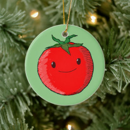 Cute Tecknad Tomato Julgransprydnad Keramik