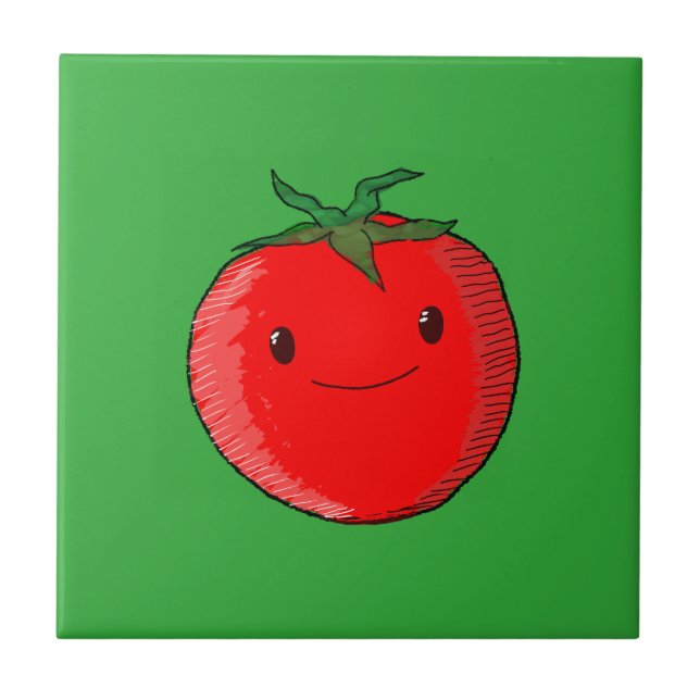 Cute Tecknad Tomato Kakelplatta (Framsidan)