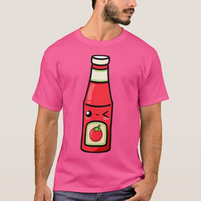 Cute Tecknad Tomato Ketchup T Shirt (Framsida)