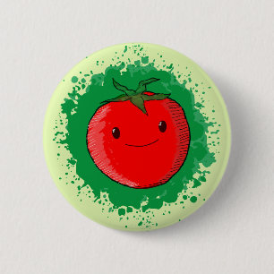 Cute Tecknad Tomato Knapp