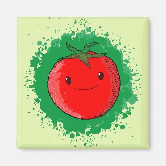 Cute Tecknad Tomato Magnet (Framsidan)