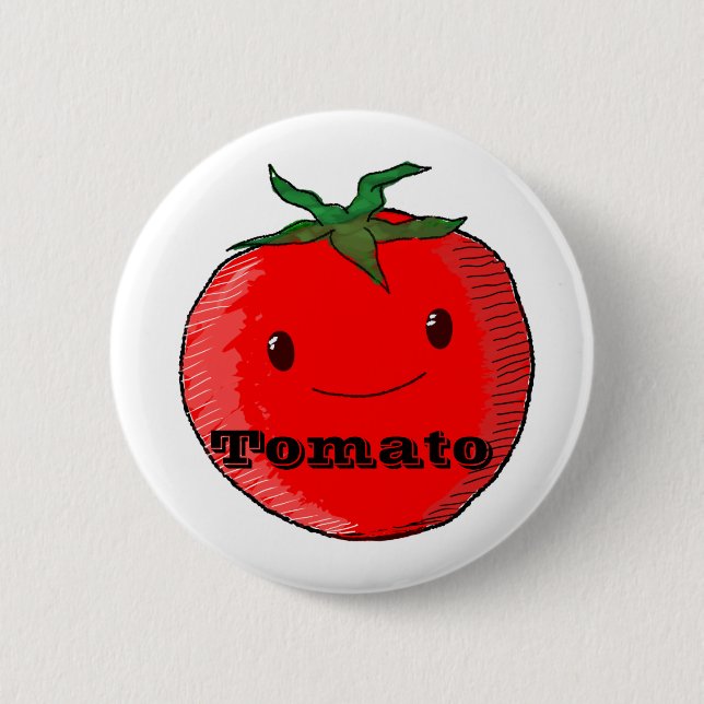 Cute Tecknad Tomato med text Knapp (Framsida)