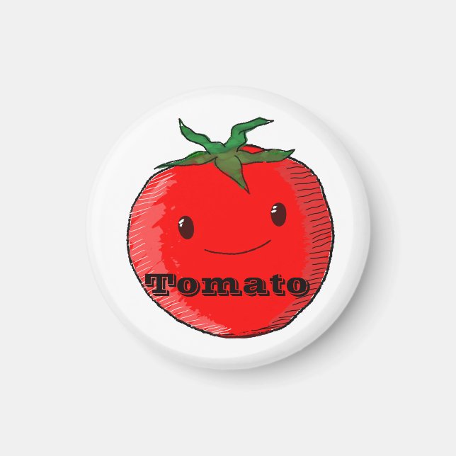 Cute Tecknad Tomato med text Magnet (Framsidan)