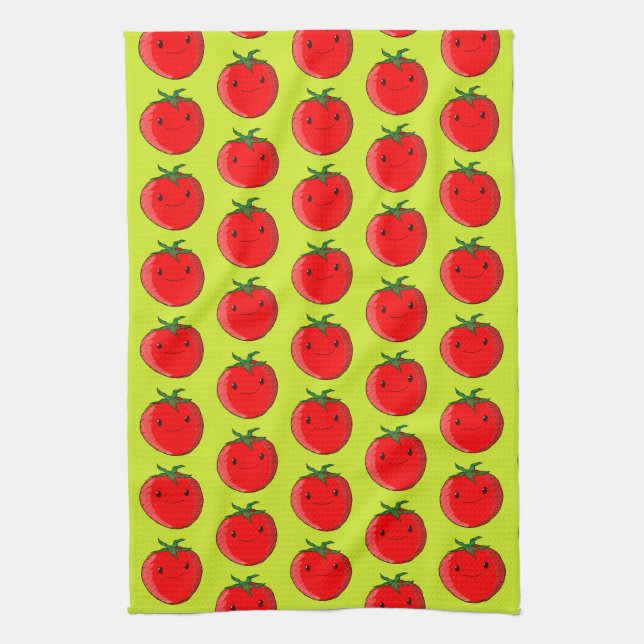 Cute Tecknad Tomato Mönster Kökshandduk (Vertikal)