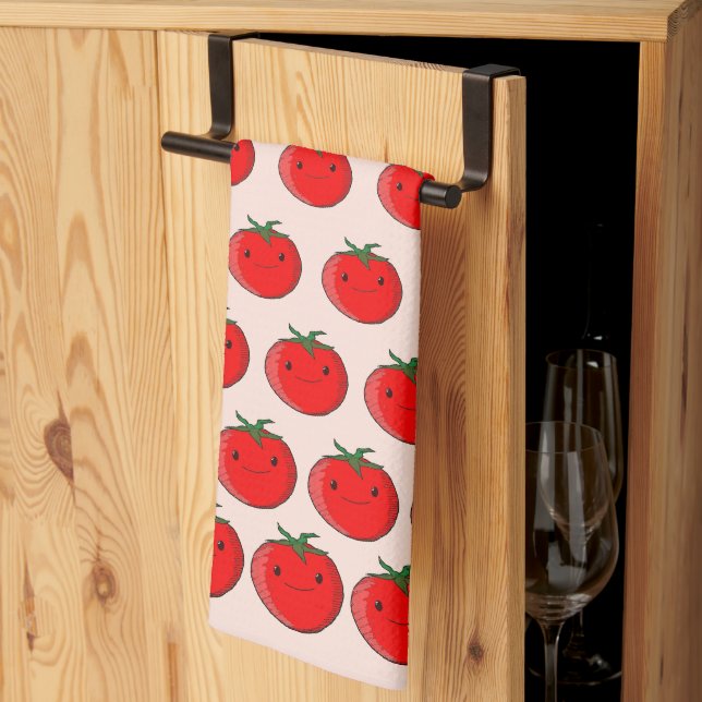 Cute Tecknad Tomato Mönster Kökshandduk (Thirds Fold)