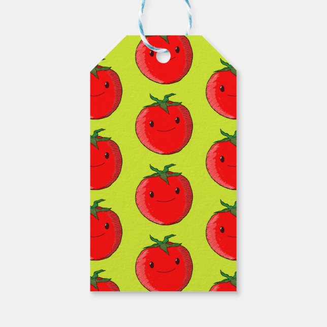 Cute Tecknad Tomato Mönster Presentetikett (Baksidan)