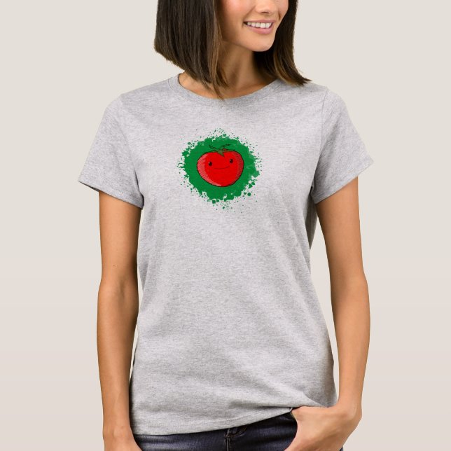 Cute Tecknad Tomato T Shirt (Framsida)