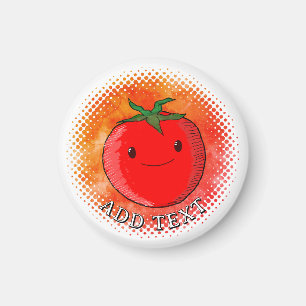 Cute Tecknad Tomato Watercolor - bakgrund Magnet