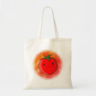 Cute Tecknad Tomato Watercolor - bakgrund Tygkasse