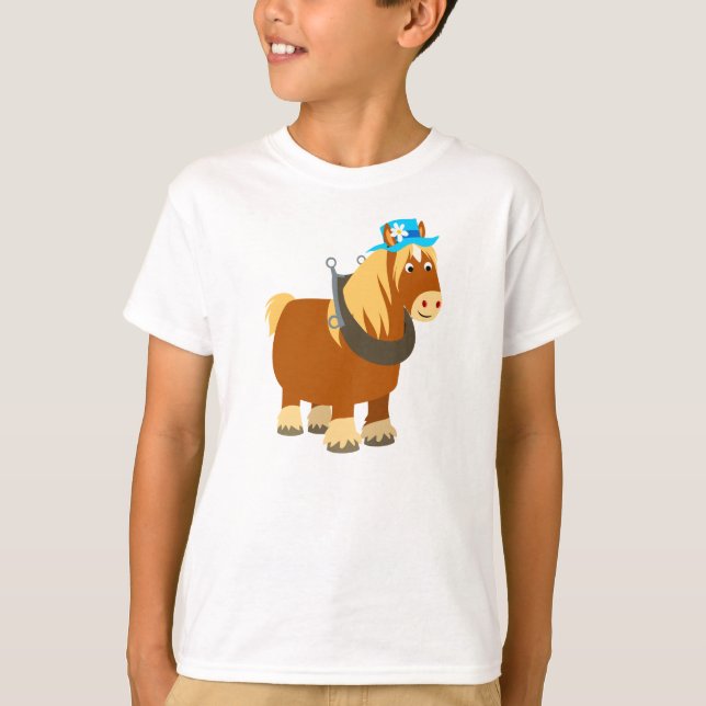 Cute Tecknad Trait Breton Horse Children T-Shirt (Framsida)