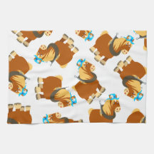 Cute Tecknad Trait Breton Horse Kitchen Towel