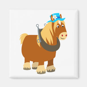 Cute Tecknad Trait Breton Horse Magnet