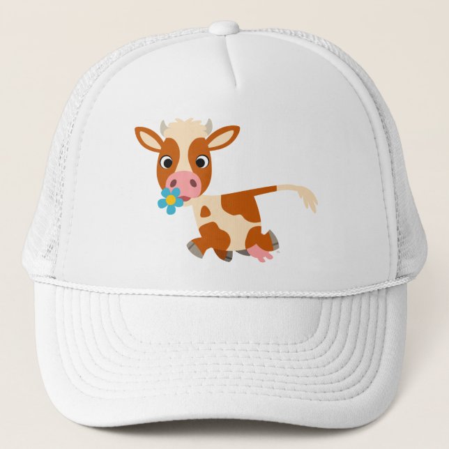 Cute Tecknad Trotting Cow Hat Truckerkeps (Framsida)