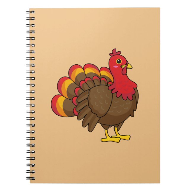 Cute Tecknad Turkiet Anteckningsbok (Framsidan)