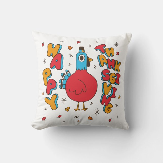 Cute Tecknad Turkiet Fall Kudde (Framsida)