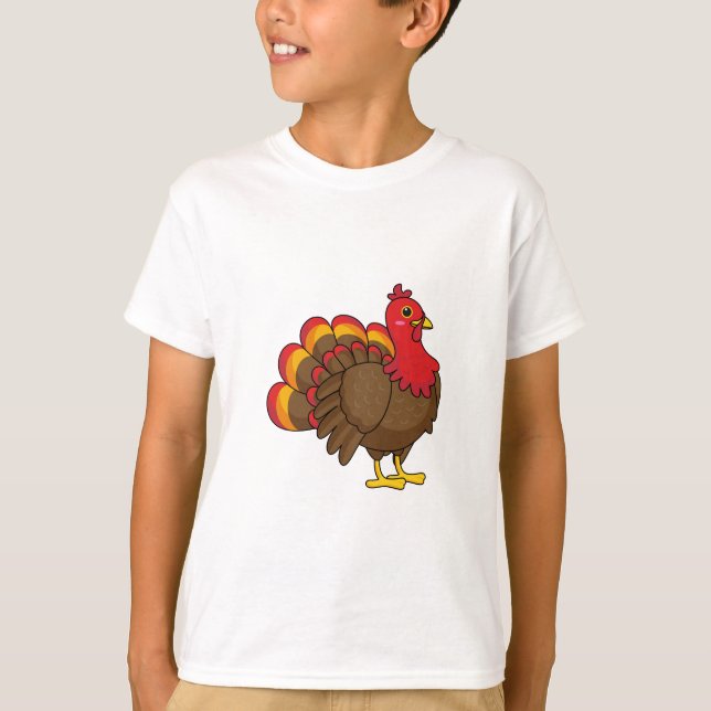 Cute Tecknad Turkiet T Shirt (Framsida)
