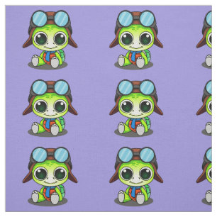 Cute Tecknad Turtle in Aviator Hat Tyg