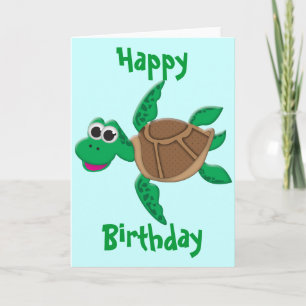 Cute Tecknad Turtle Kort