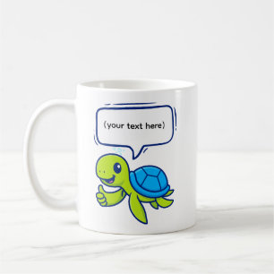 Cute Tecknad Turtle med Tal Bubble Kaffemugg