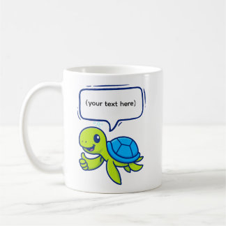 Cute Tecknad Turtle med Tal Bubble Kaffemugg