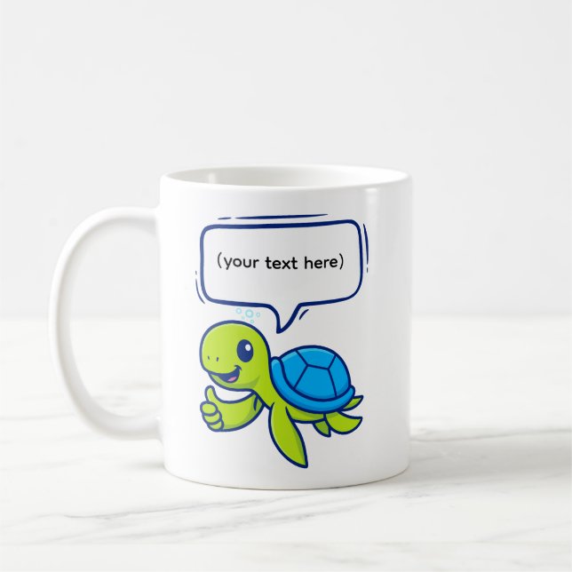 Cute Tecknad Turtle med Tal Bubble Kaffemugg (Vänster)