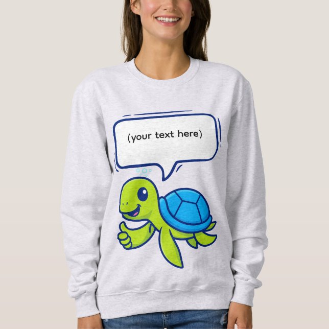 Cute Tecknad Turtle med Tal Bubble T Shirt (Framsida)