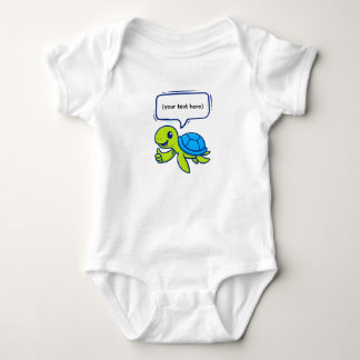 Cute Tecknad Turtle med Tal Bubble T Shirt