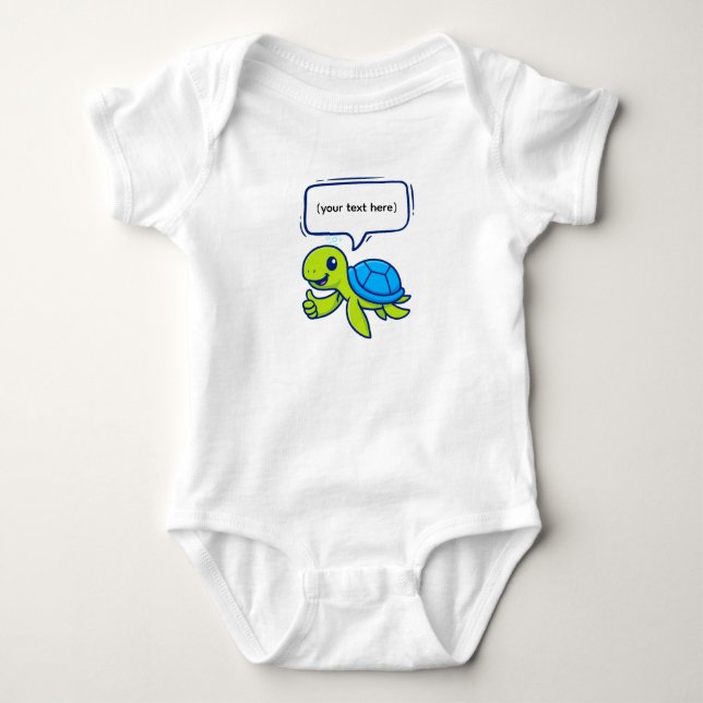 Cute Tecknad Turtle med Tal Bubble T Shirt (Framsida)